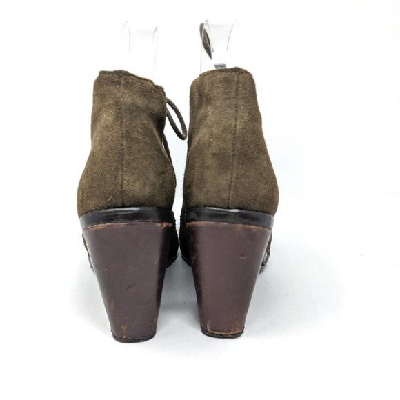 Steve Madden Womens 8 Jayson Olive Green Leather Block Heel Lace Up Ankle Boots - Picture 7 of 12